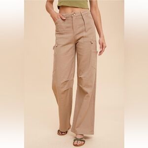 Elegant Women's Wide Leg Tan Pants